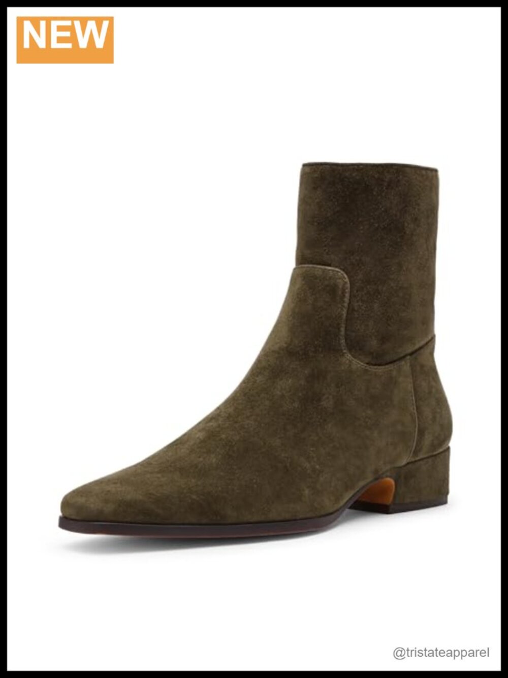 Suede Square Toe Ankle Bootie with Zipper 1.5" Heel